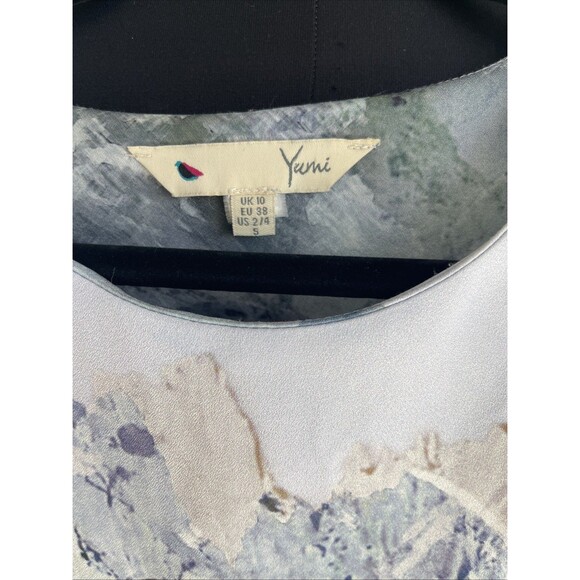 YUMI Mountain Print DRESS Sheer Sleeve Small - Picture 2 of 8